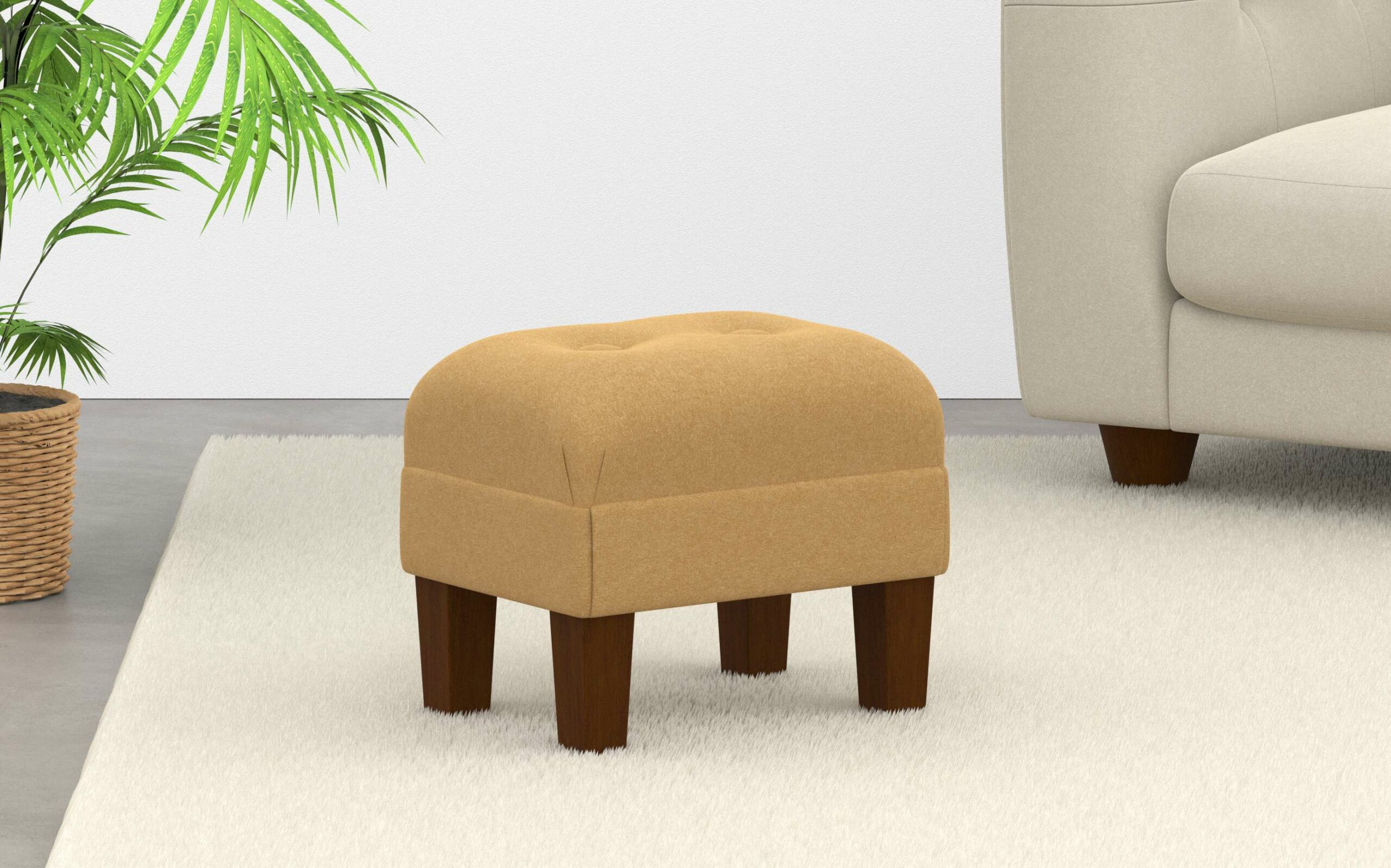 Otis | Small, Mini Button Footstool With Border - 30cm x 23cm | Vale  Footstools