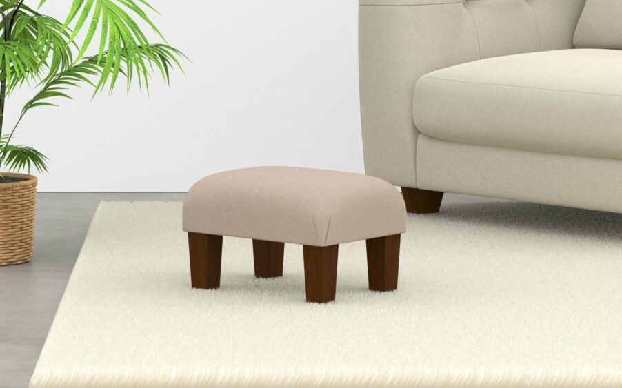 Small Footstool In Linen Blush Pink Fabric