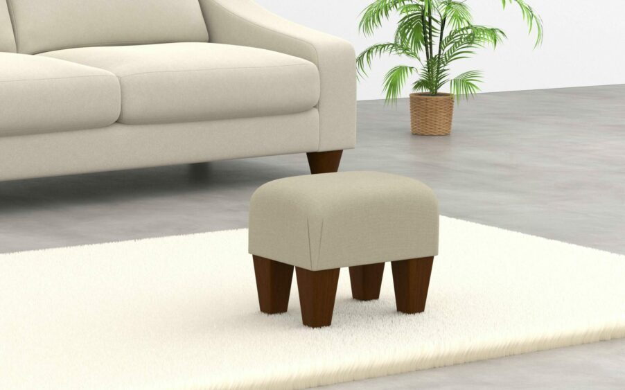 small footstool in linen cream fabric