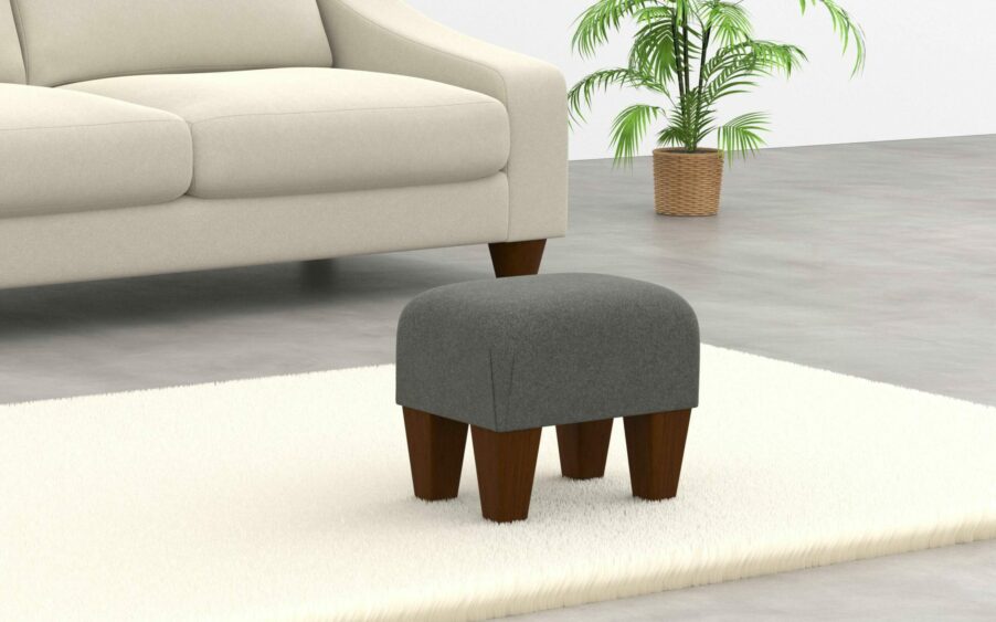 small footstool in wool grey fabric