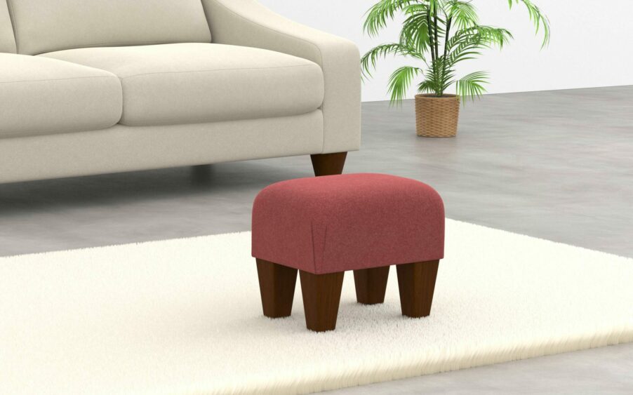 small footstool in wool red fabric