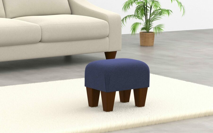 small footstool in wool navy fabric