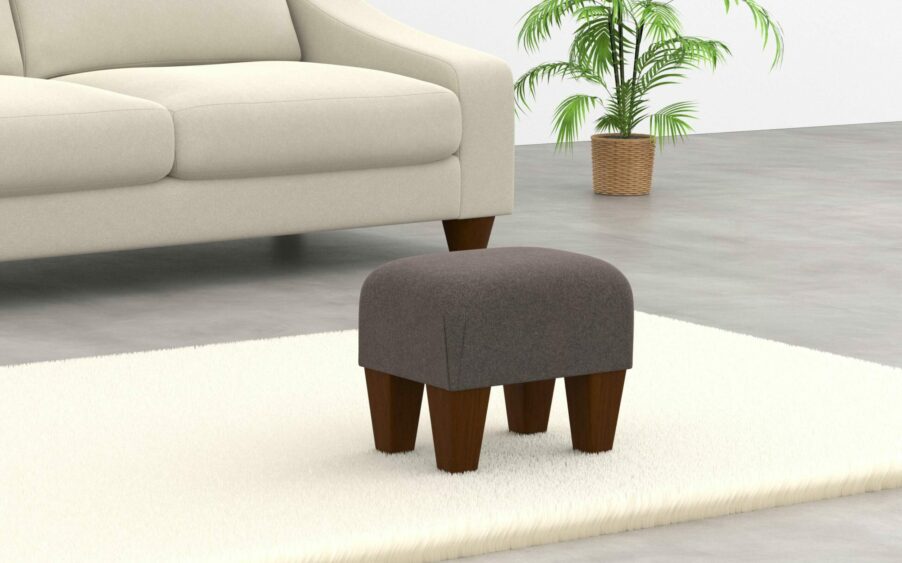 small footstool in wool brown fabric