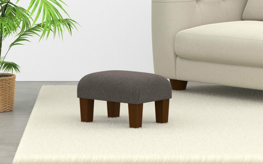Small Footstool In Wool Brown Fabric